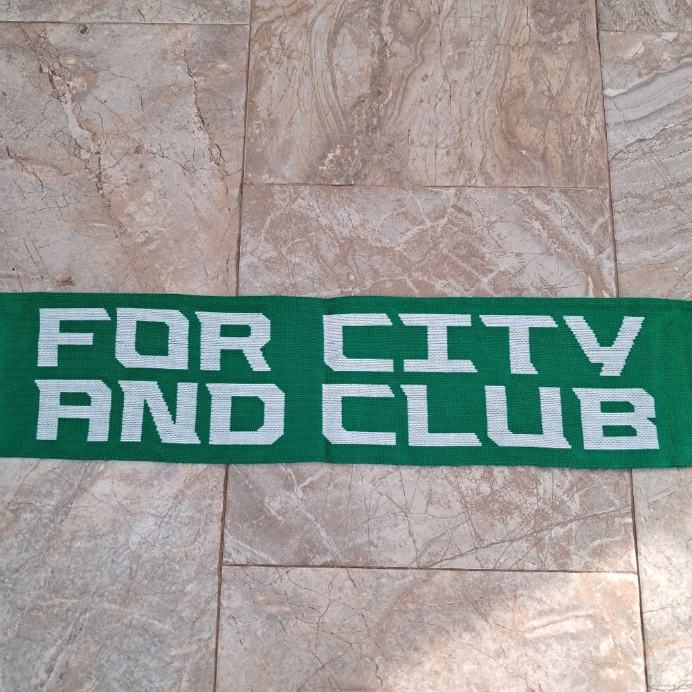 New OKC Energy FC Soccer Oklahoma City Knit Scarf Unisex Green Blue White Fringe - Picture 4 of 10